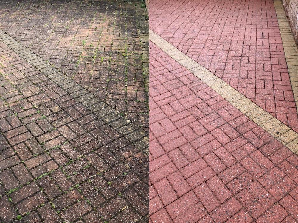 Before and after pressure washing