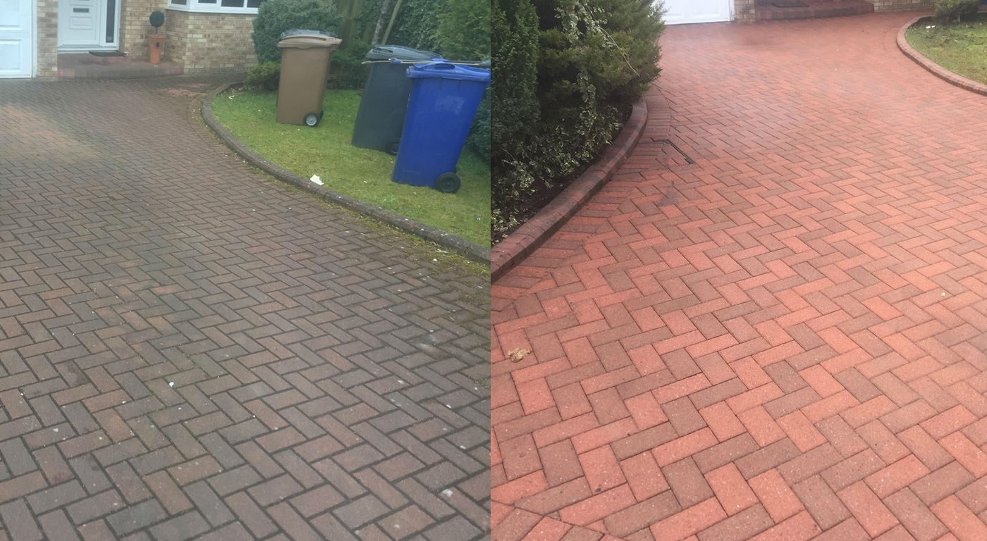 Before and after pressure washing